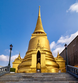 View of the Phra Sri Rattana Chedi in Sri Lankan style at Wat Phra Kaew