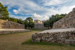 Uxmal - Ball Court, Govenor's Palace in Background